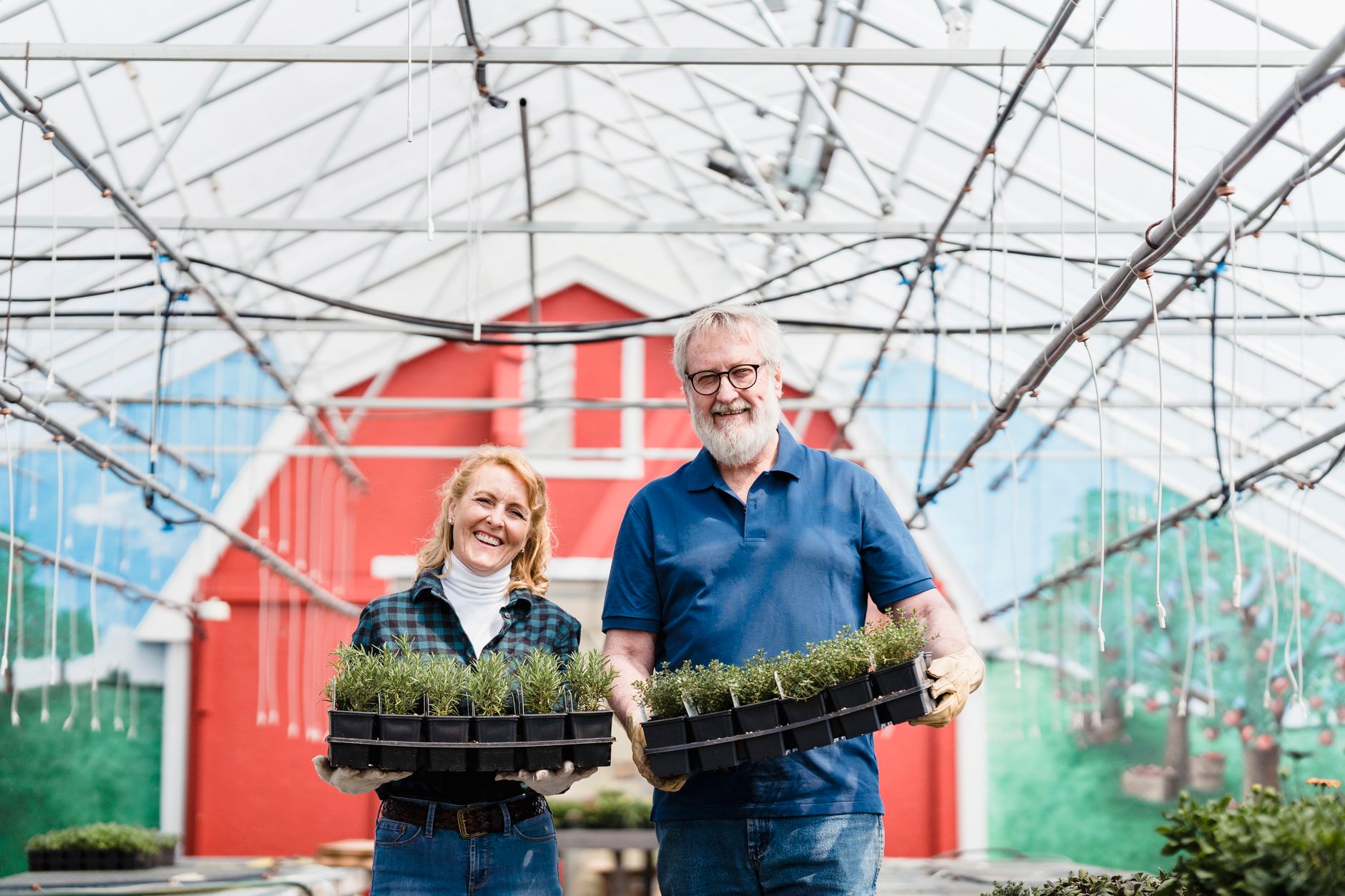 Familie de fermieri în solarul cu legume bio